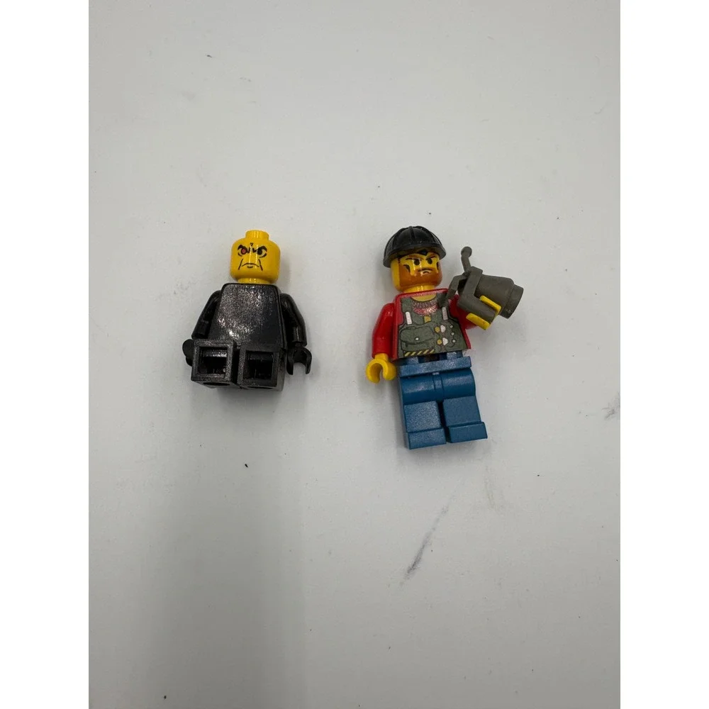 Lego Minifigure Lot Construction Worker with Megaphone and Black Suit Villain